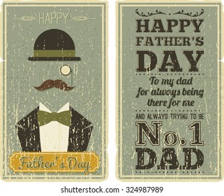 Vintage Father's Day card with retro elements. All art is in global colors so it makes it really easy to edit.