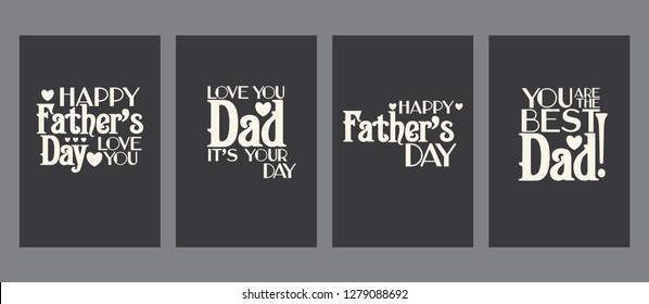 Vintage Father's day cards set, templates kit, universal elements for posters, flyers, web- sites, scrapbooking graphics