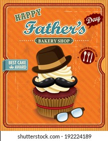 Vintage Father's day cupcake poster design