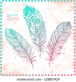 Vintage Feather illustration for your greeting card ot fabric print