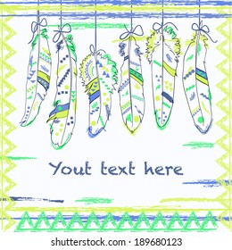 Vintage Feather illustration for your greeting card ot fabric print