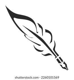 Pluma de plumas de época, elemento de diseño sobre un fondo blanco
