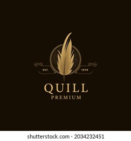Vintage feather quill, classic stationery illustration