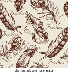 Vintage feather seamless pattern