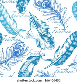 Vintage feather seamless pattern