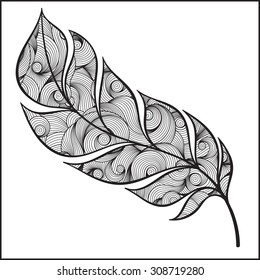 Vintage Feather vector set. Hand-drawn illustration.