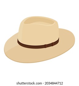 Vintage fedora noir hat isolated on white background. Isometric view. Vector