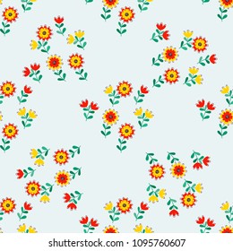 Vintage feedsack pattern in small flowers. Millefleurs. Floral sweet seamless background for textile, cotton fabric, covers, wallpapers, print, gift wrap and scrapbooking.