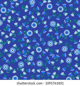 Vintage feedsack pattern in small flowers. Millefleurs. Floral sweet seamless background for textile, cotton fabric, covers, wallpapers, print, gift wrap and scrapbooking.