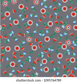 Vintage feedsack pattern in small flowers. Millefleurs. Floral sweet seamless background for textile, cotton fabric, covers, wallpapers, print, gift wrap and scrapbooking.