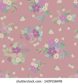 Vintage feedsack pattern in small flowers. Millefleurs. Floral sweet seamless background for textile, cotton fabric, covers, wallpapers, print, gift wrap and scrapbooking.