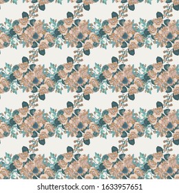 Vintage feedsack pattern in small flowers. Millefleurs. Floral sweet seamless background for textile, cotton fabric, covers, wallpapers, print, gift wrap and scrapbooking.