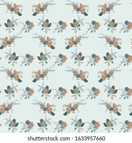 Vintage feedsack pattern in small flowers. Millefleurs. Floral sweet seamless background for textile, cotton fabric, covers, wallpapers, print, gift wrap and scrapbooking.