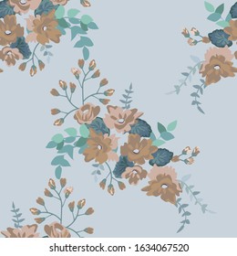 Vintage feedsack pattern in small flowers. Millefleurs. Floral sweet seamless background for textile, cotton fabric, covers, wallpapers, print, gift wrap and scrapbooking.