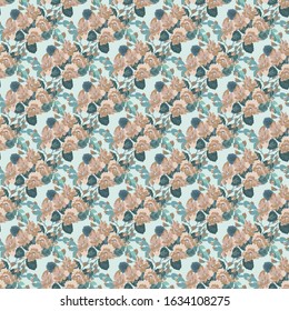 Vintage feedsack pattern in small flowers. Millefleurs. Floral sweet seamless background for textile, cotton fabric, covers, wallpapers, print, gift wrap and scrapbooking.
