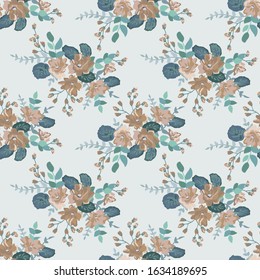 Vintage feedsack pattern in small flowers. Millefleurs. Floral sweet seamless background for textile, cotton fabric, covers, wallpapers, print, gift wrap and scrapbooking.
