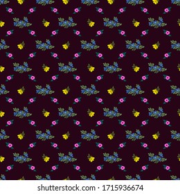 Vintage feedsack pattern in small flowers. Millefleurs. Floral sweet seamless background for textile, cotton fabric, covers, wallpapers, print, gift wrap and scrapbooking.