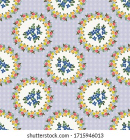 Vintage feedsack pattern in small flowers. Millefleurs. Floral sweet seamless background for textile, cotton fabric, covers, wallpapers, print, gift wrap and scrapbooking.