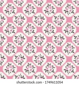 Vintage feedsack pattern in small flowers. Millefleurs. Floral sweet seamless background for textile, cotton fabric, covers, wallpapers, print, gift wrap and scrapbooking.