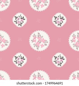 Vintage feedsack pattern in small flowers. Millefleurs. Floral sweet seamless background for textile, cotton fabric, covers, wallpapers, print, gift wrap and scrapbooking.