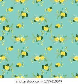 Vintage feedsack pattern in small flowers. Millefleurs. Floral sweet seamless background for textile, cotton fabric, covers, wallpapers, print, gift wrap and scrapbooking.