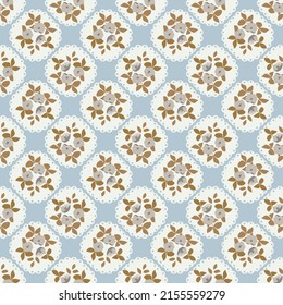 Vintage feedsack pattern in small flowers. Millefleurs. Floral sweet seamless background for textile, cotton fabric, covers, wallpapers, print, gift wrap and scrapbooking.