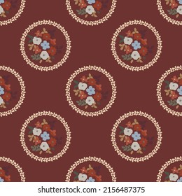 Vintage feedsack pattern in small flowers. Millefleurs. Floral sweet seamless background for textile, cotton fabric, covers, wallpapers, print, gift wrap and scrapbooking.