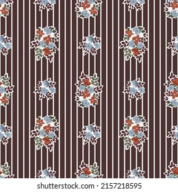 Vintage Feed Sack Muster in kleinen Blumen. Millefleurs. Blumensüßer, nahtloser Hintergrund für Textilien, Baumwollgewebe, Decken, Wallpaper, Druck, Geschenkverpackung und Scrapbooking.