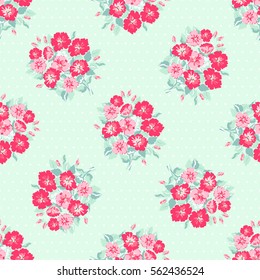 Vintage feedsack pattern in small flowers. Millefleurs. Floral sweet dots background for textile, cotton fabric, covers, wallpapers, print, gift wrap and scrapbooking.