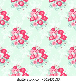 Vintage feedsack pattern in small flowers. Millefleurs. Floral sweet seamless background for textile, cotton fabric, covers, wallpapers, print, gift wrap and scrapbooking.