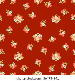 Vintage feedsack pattern in small flowers. Millefleurs. Floral sweet seamless background for textile, cotton fabric, covers, wallpapers, print, gift wrap and scrapbooking.