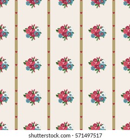 Vintage feedsack pattern in small flowers. Millefleurs. Floral sweet seamless background for textile, cotton fabric, covers, wallpapers, print, gift wrap and scrapbooking.