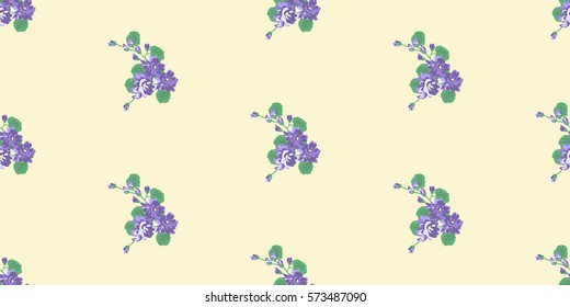 Vintage feedsack pattern in small flowers. Millefleurs. Floral sweet seamless background for textile, cotton fabric, covers, wallpapers, print, gift wrap and scrapbooking.