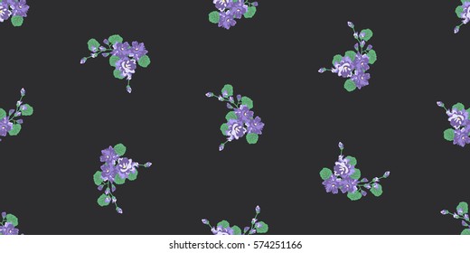 Vintage feedsack pattern in small flowers. Millefleurs. Floral sweet seamless background for textile, cotton fabric, covers, wallpapers, print, gift wrap and scrapbooking.