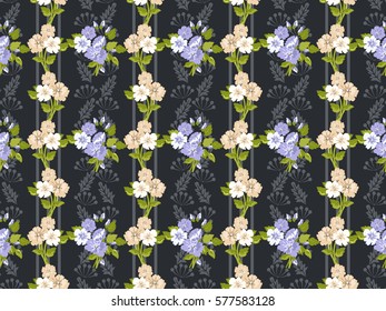 Vintage feedsack pattern in small flowers. Millefleurs. Floral sweet seamless background for textile, cotton fabric, covers, wallpapers, print, gift wrap and scrapbooking.
