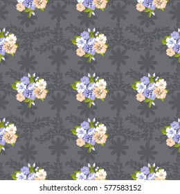 Vintage feedsack pattern in small flowers. Millefleurs. Floral sweet seamless background for textile, cotton fabric, covers, wallpapers, print, gift wrap and scrapbooking.