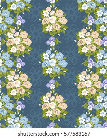 Vintage feedsack pattern in small flowers. Millefleurs. Floral sweet seamless background for textile, cotton fabric, covers, wallpapers, print, gift wrap and scrapbooking.