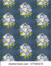 Vintage feedsack pattern in small flowers bouquets. Millefleurs. Floral sweet seamless background for textile, cotton fabric, covers, wallpapers, print, gift wrap and scrapbooking.