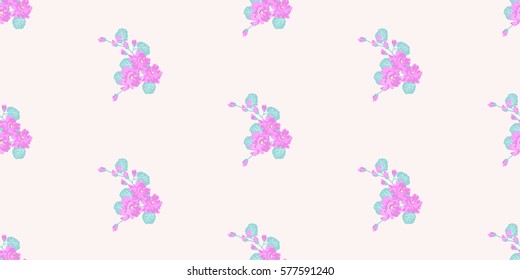 Vintage feedsack pattern in small flowers. Millefleurs. Floral sweet seamless background for textile, cotton fabric, covers, wallpapers, print, gift wrap and scrapbooking.