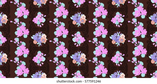 Vintage feedsack pattern in small flowers. Millefleurs. Floral sweet seamless background for textile, cotton fabric, covers, wallpapers, print, gift wrap and scrapbooking.