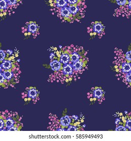 Vintage feedsack pattern in small flowers. Millefleurs. Floral sweet seamless background for textile, cotton fabric, covers, wallpapers, print, gift wrap and scrapbooking.