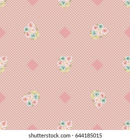 Vintage feedsack pattern in small flowers. Millefleurs. Floral sweet seamless background for textile, cotton fabric, covers, wallpapers, print, gift wrap and scrapbooking.