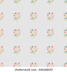 Vintage feedsack pattern in small flowers. Floral sweet seamless background for textile, cotton fabric, covers, wallpapers, print, gift wrap and scrapbooking. Shabby chic.