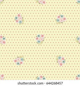 Vintage feedsack pattern in small flowers. Floral sweet dots  seamless background for textile, cotton fabric, covers, wallpapers, print, gift wrap and scrapbooking.