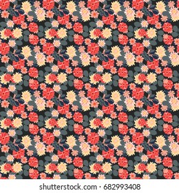 Vintage feedsack pattern in small flowers. Millefleurs. Floral sweet seamless background for textile, cotton fabric, covers, wallpapers, print, gift wrap and scrapbooking.