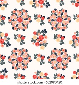 Vintage feedsack pattern in small flowers. Millefleurs. Floral sweet seamless background for textile, cotton fabric, covers, wallpapers, print, gift wrap and scrapbooking.