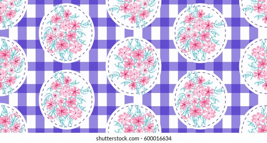 Vintage feedsack pattern in small rose flowers. Millefleurs. Floral sweet seamless background for textile, cotton fabric, covers, wallpapers, print, gift wrap and scrapbooking.