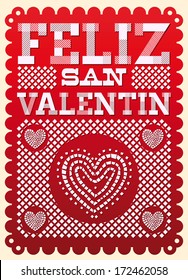 Vintage Feliz San Valentin - Happy Valentines day spanish text - latin decoration