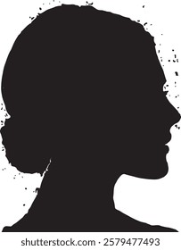 Vintage Female Silhouette Profile - Artistic Black and White Minimalist Portrait