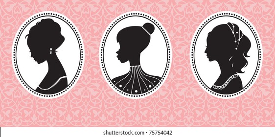 Vintage female silhouettes
